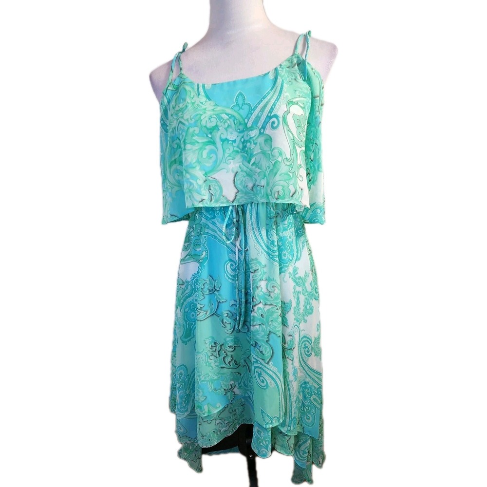 Boston Proper Dress Size Small Green Retro Boho Gypsy Peasant Maxi‎ Floral Beach